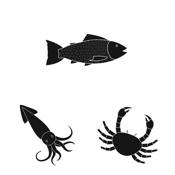 孤立的目标市场和海洋图标集图片下载