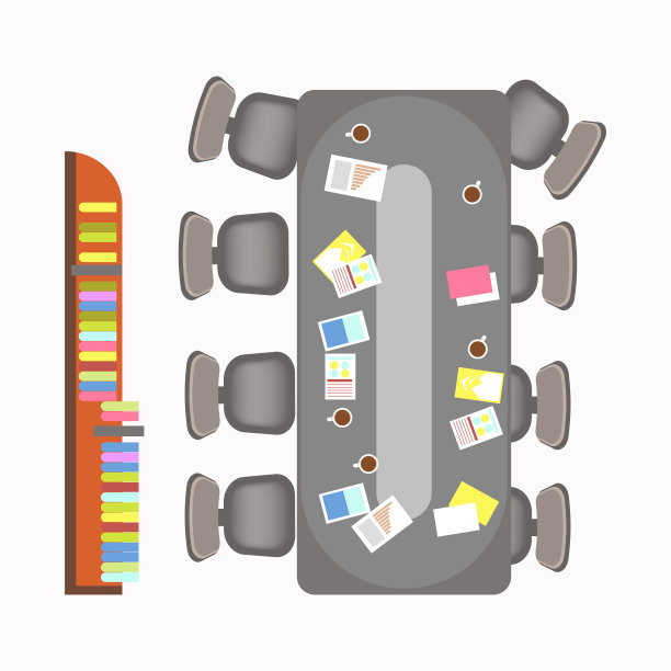 长长的讨论桌和舒适的椅子图片下载