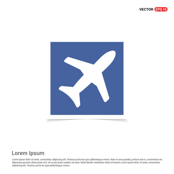 飞机图标-蓝色相框图片下载