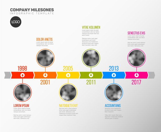信息图表时间轴模板与照片图片下载