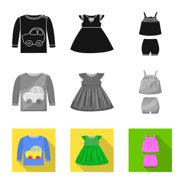孤立对象时装和服装标志集图片下载