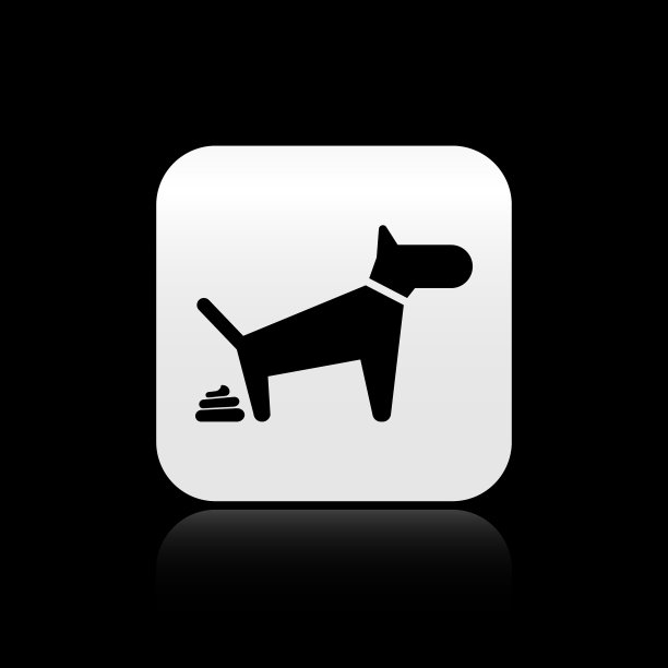 黑色狗大便图标孤立在黑色图片下载
