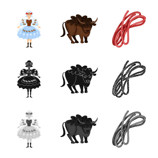 设计传统和旅游标志套装图片下载