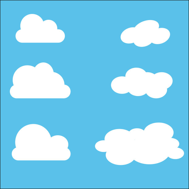 一组云图标在时尚的平面风格孤立图片下载