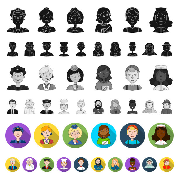 不同职业的人在设置平面图标图片下载