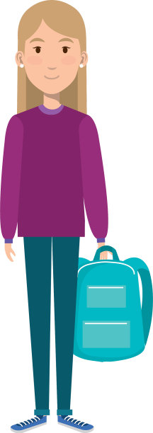 美丽的女人与学校的书包头像人物图片下载