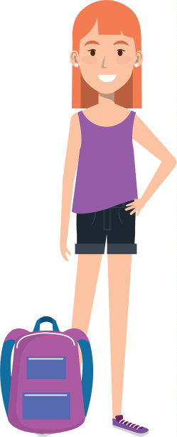 美丽的女人与学校的书包头像人物图片下载