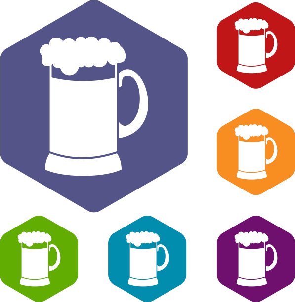 马克杯黑啤酒图标设置图片下载