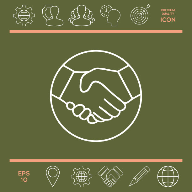 象征握手的圆圈线图标图片下载