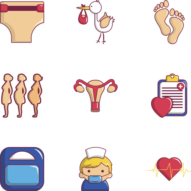 诞生子图标设置平面风格图片下载