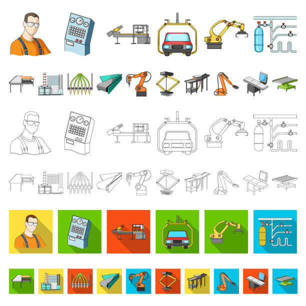 设备和机器卡通图标设置图片下载