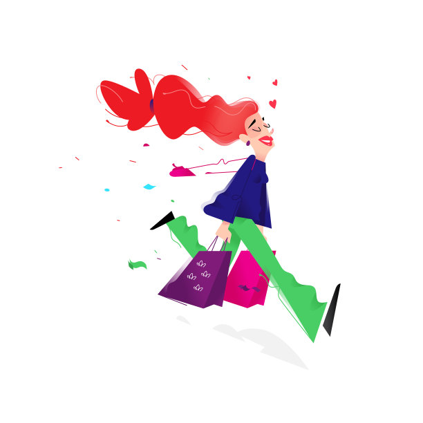 一个可爱的女孩购物一个可爱的红发女孩图片下载