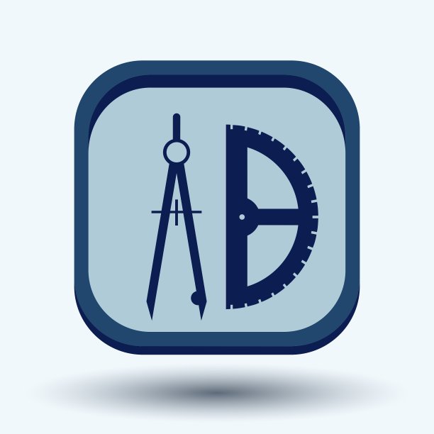 罗盘和量角器教育标志图片下载