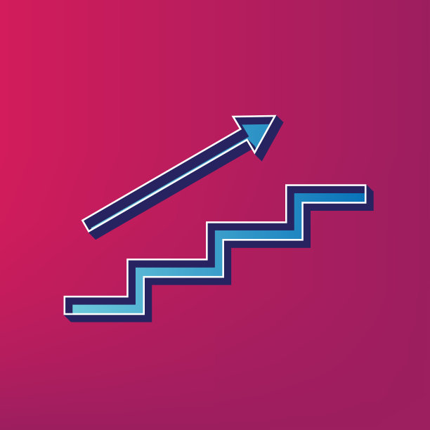 楼梯与箭头蓝色3d打印图标图片下载