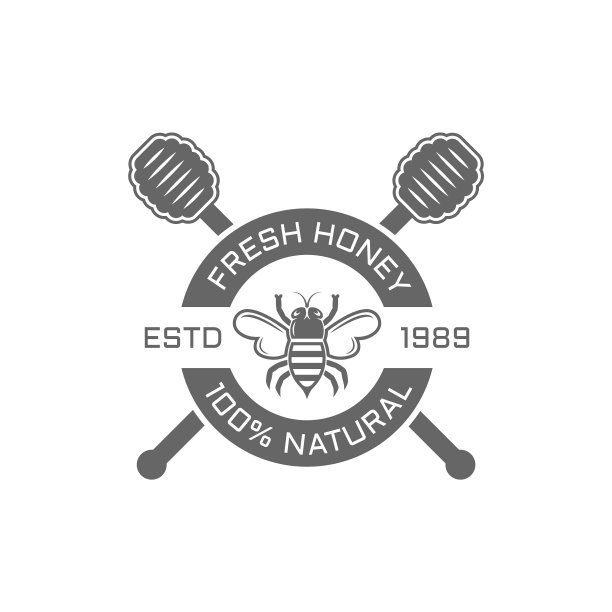 蜂蜜和蜜蜂孤立的白色徽章图片下载