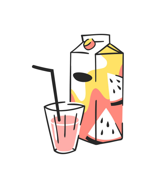 手绘夏季果汁包和玻璃杯图片下载