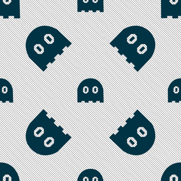 鬼图标符号无缝图案与几何图片下载