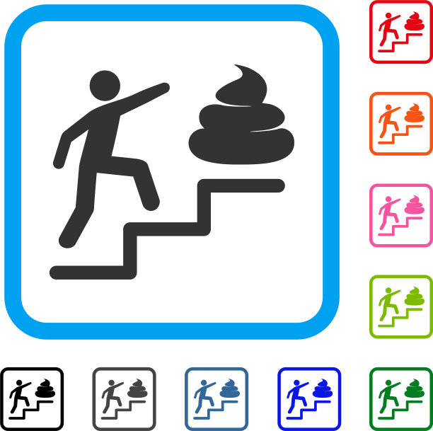 人爬屎楼梯框图标图片下载