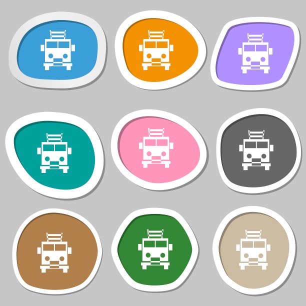 消防车图标符号彩色纸图片下载