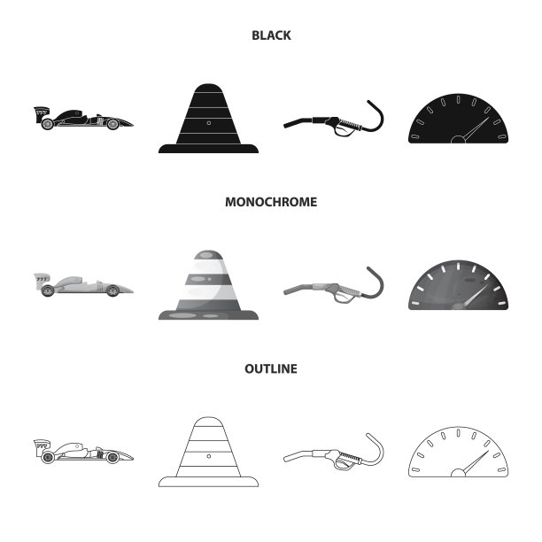 汽车的孤立对象和汽车拉力赛图标集图片下载