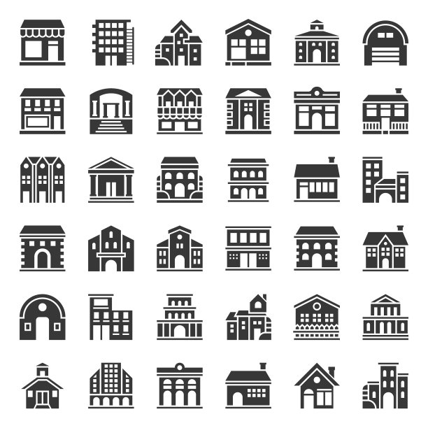 建筑建筑图标设置坚固风格图片下载