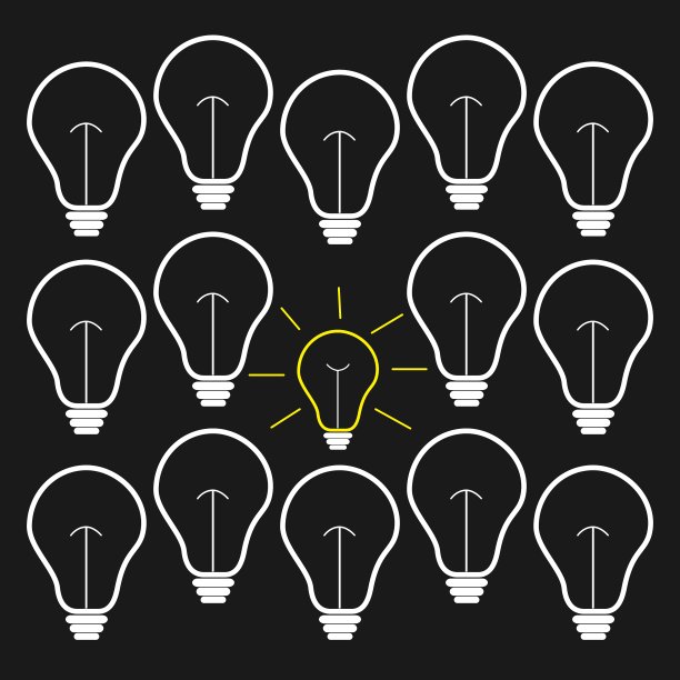 开/关灯泡装置理念概念平面设计图片下载