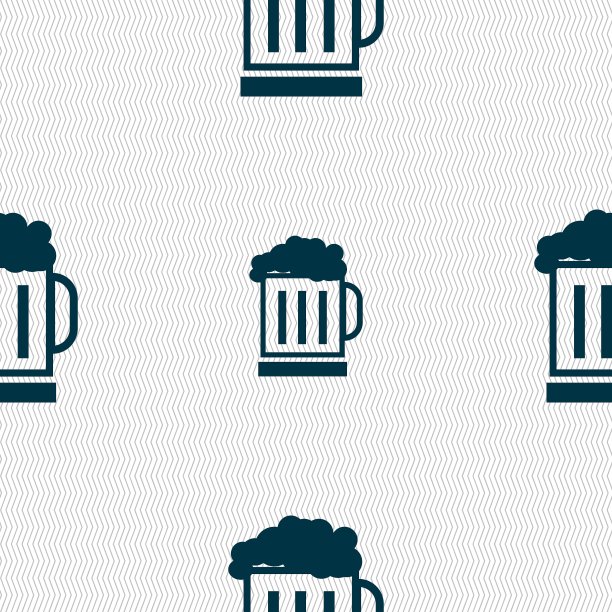 带有啤酒杯图标标志的无缝图案图片下载