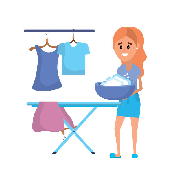 洗衣设备和做家务的女人图片下载