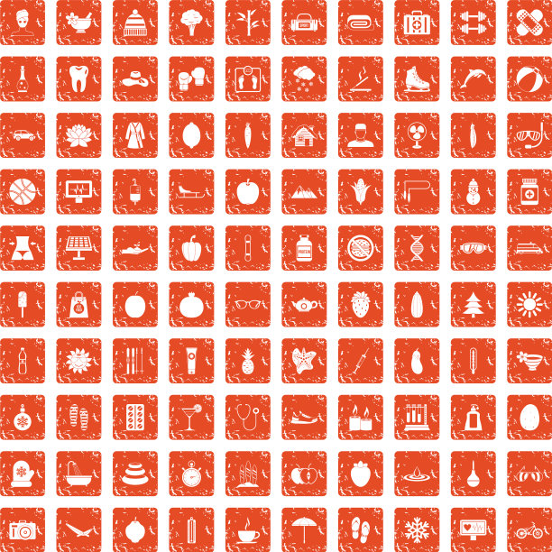 100个女性健康图标设置垃圾橙色图片下载