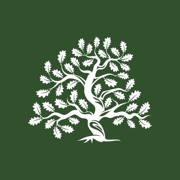 巨大而神圣的橡树剪影标志徽章图片下载