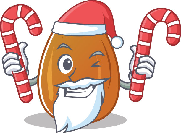 圣诞老人与糖果杏仁坚果人物卡通图片下载