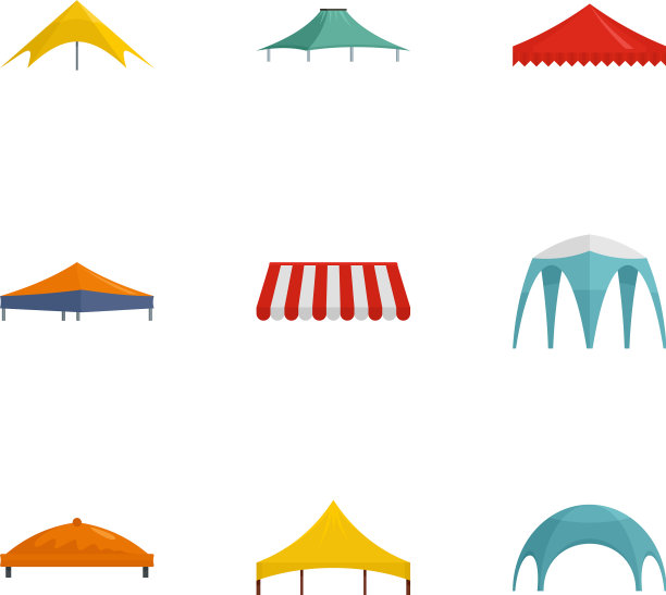 帐篷图标设置扁平化风格图片下载
