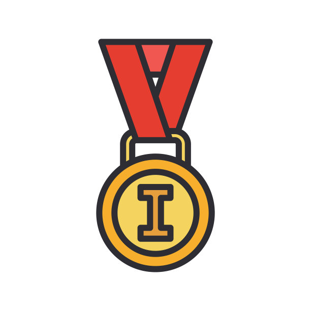 线颜色奖章和获奖者的奖项图标图片下载