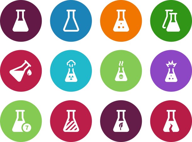白色背景上的生物试管圆形图标图片下载