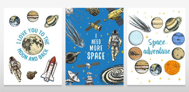 卡行星在太阳系和宇航员图片下载