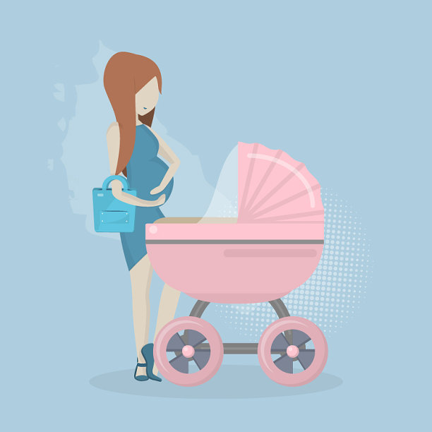推着婴儿车的孕妇图片下载