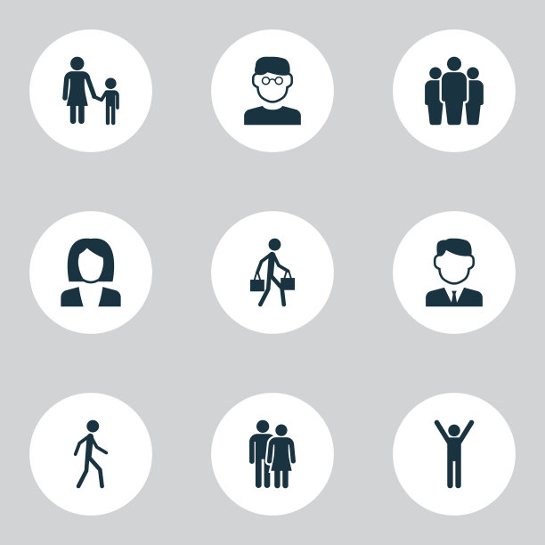 人类图标集合心爱的组图片下载