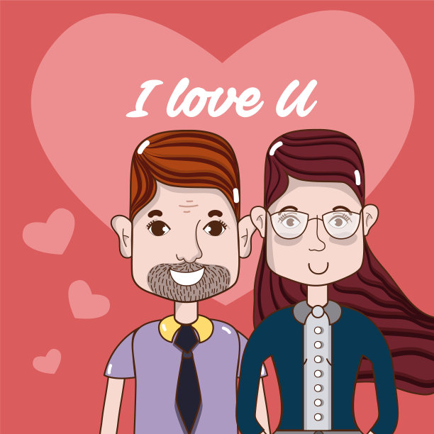 我爱你的卡片情侣卡通图片下载