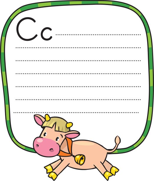 小有趣的奶牛或小牛为ABC字母C图片下载