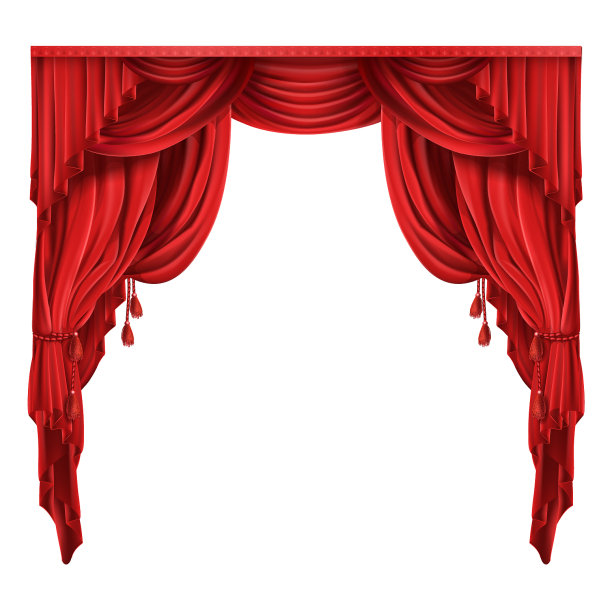 剧场舞台红窗帘逼真图片下载