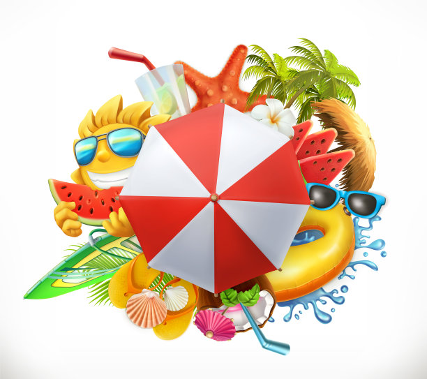 夏季海滩3D图标套装图片下载