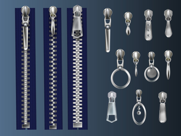 拉链扣和拉的现实设置图片下载