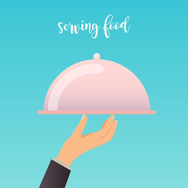 人的手与食物托盘的平面设计图片下载