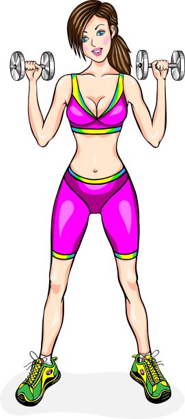小女孩用哑铃做练习图片下载