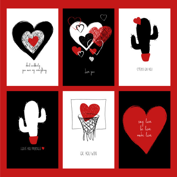一套有趣的爱情卡片图片下载