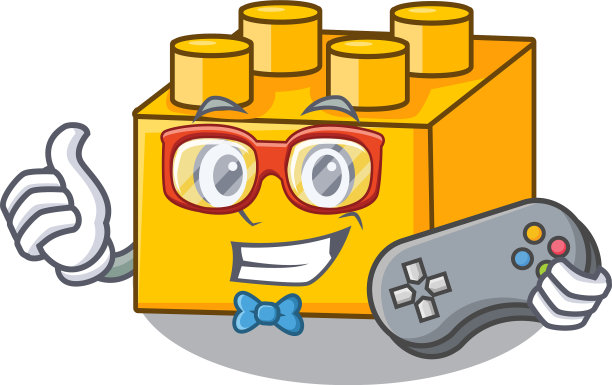 玩家积木，tyos孤立在卡通上图片下载