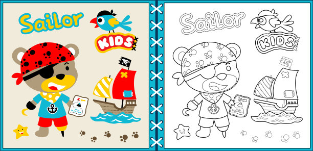 有趣的海盗卡通寻宝者图片下载