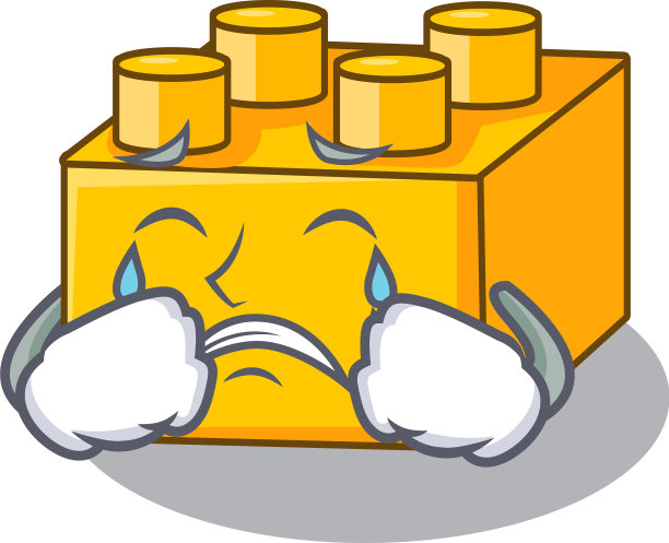 哭积木的孩子孤立在卡通上图片下载