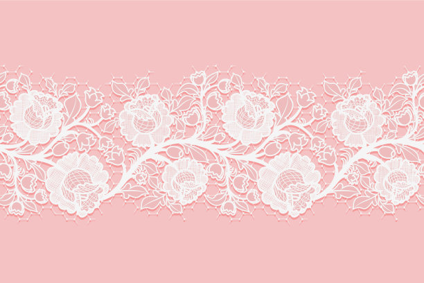 花边水平无缝镂空玫瑰白色图片下载