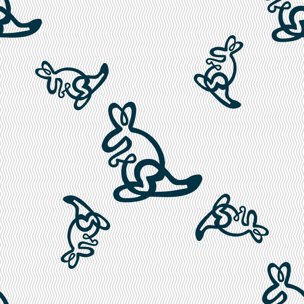 袋鼠图标标志无缝图案与几何图片下载